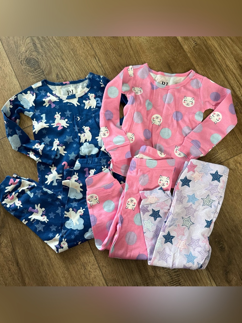 NEW! PJ Place Toddler Girl’s Pajama Bundle, Llamas, Stars, 100% Cotton, 12-18m